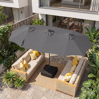 13 FT Double-Sided Patio Umbrella with 108 LED Lights & Base