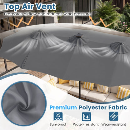 13 FT Double-Sided Patio Umbrella with 108 LED Lights & Base