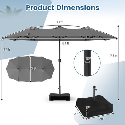 13 FT Double-Sided Patio Umbrella with 108 LED Lights & Base