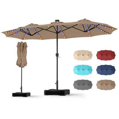 13 FT Double-Sided Patio Umbrella with 108 LED Lights & Base
