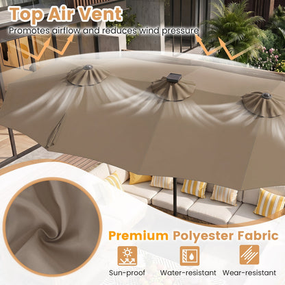 13 FT Double-Sided Patio Umbrella with 108 LED Lights & Base