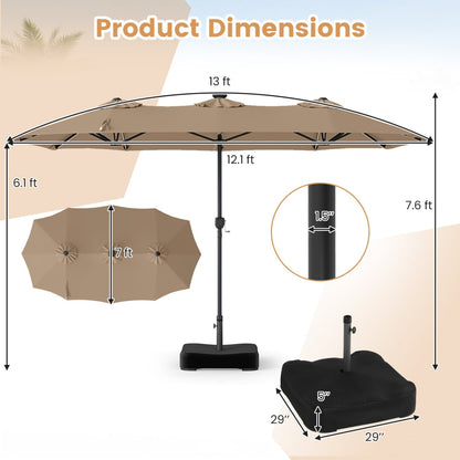 13 FT Double-Sided Patio Umbrella with 108 LED Lights & Base