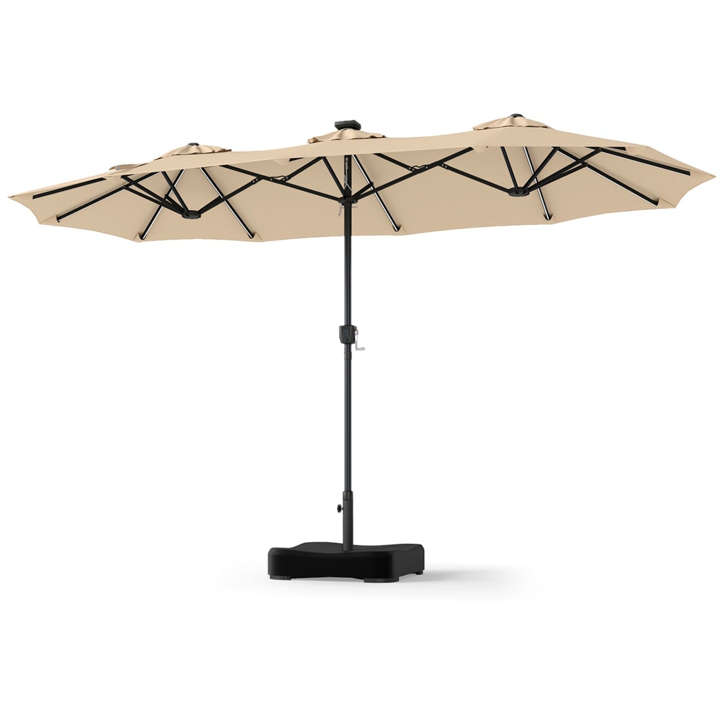 13 FT Double-Sided Patio Umbrella with 108 LED Lights & Base