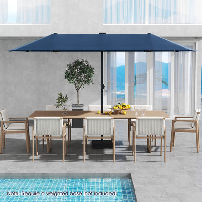 13 FT Double-Sided Patio Umbrella with Solar LED Lights