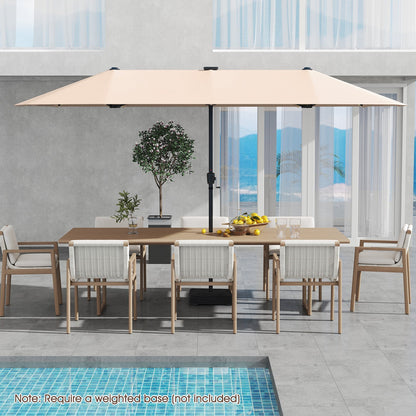 13 FT Double-Sided Patio Umbrella with Solar LED Lights