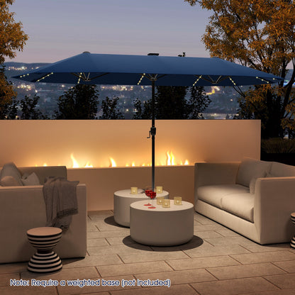 13 FT Double-Sided Patio Umbrella with Solar LED Lights