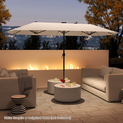 13 FT Double-Sided Patio Umbrella with Solar LED Lights