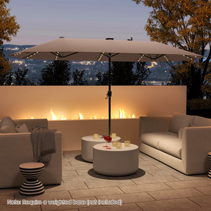 13 FT Double-Sided Patio Umbrella with Solar LED Lights