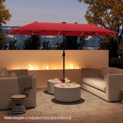 13 FT Double-Sided Patio Umbrella with Solar LED Lights