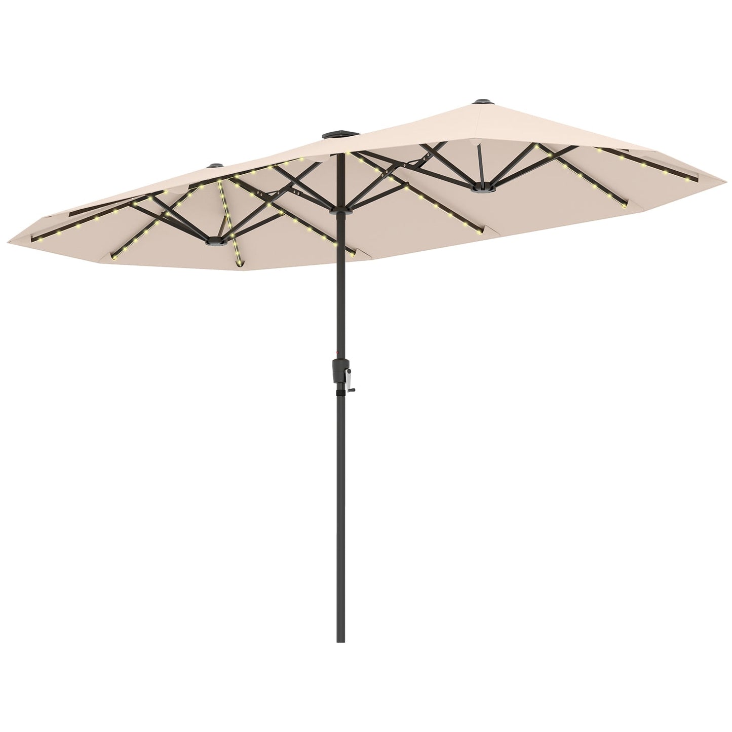 13 FT Double-Sided Patio Umbrella with Solar LED Lights