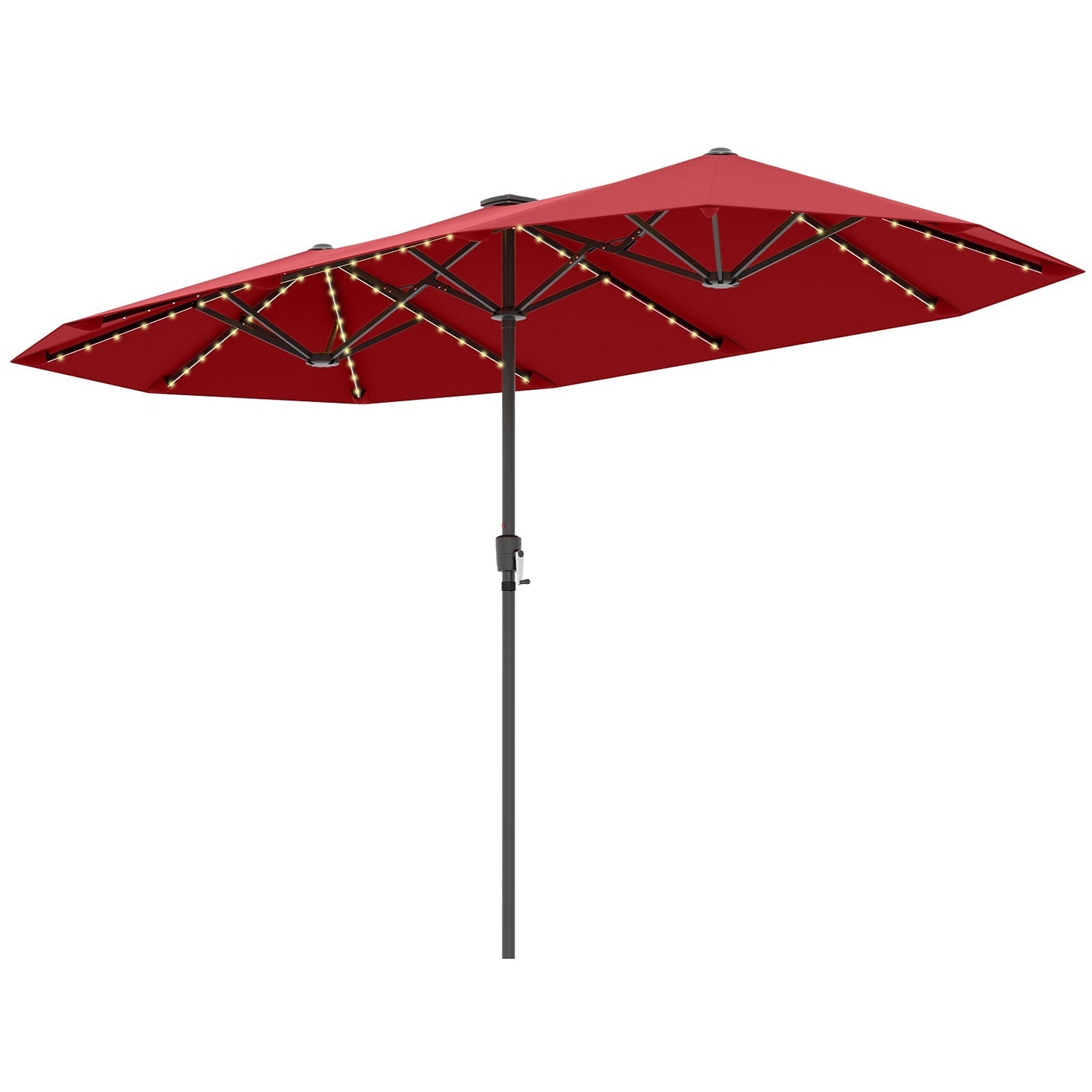 13 FT Double-Sided Patio Umbrella with Solar LED Lights