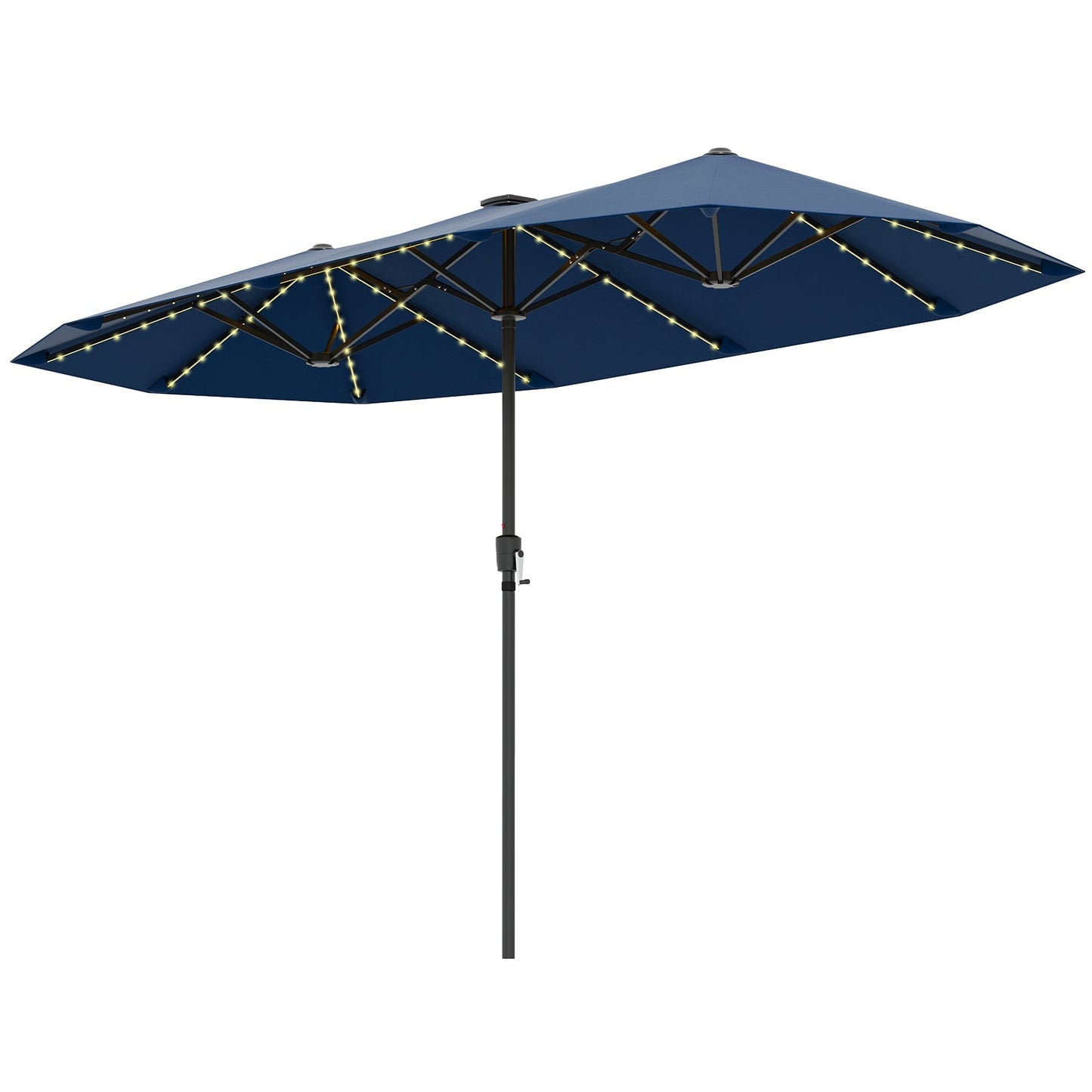 13 FT Double-Sided Patio Umbrella with Solar LED Lights