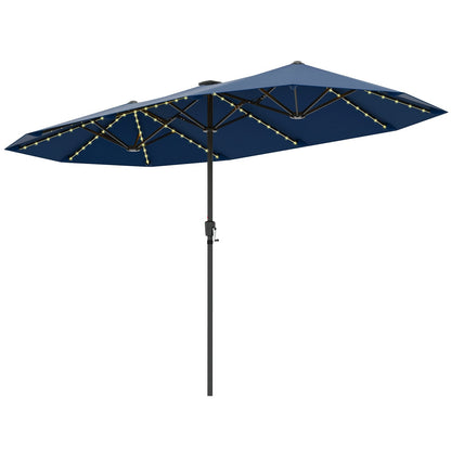 13 FT Double-Sided Patio Umbrella with Solar LED Lights