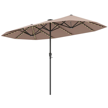 13 FT Double-Sided Patio Umbrella with Solar LED Lights