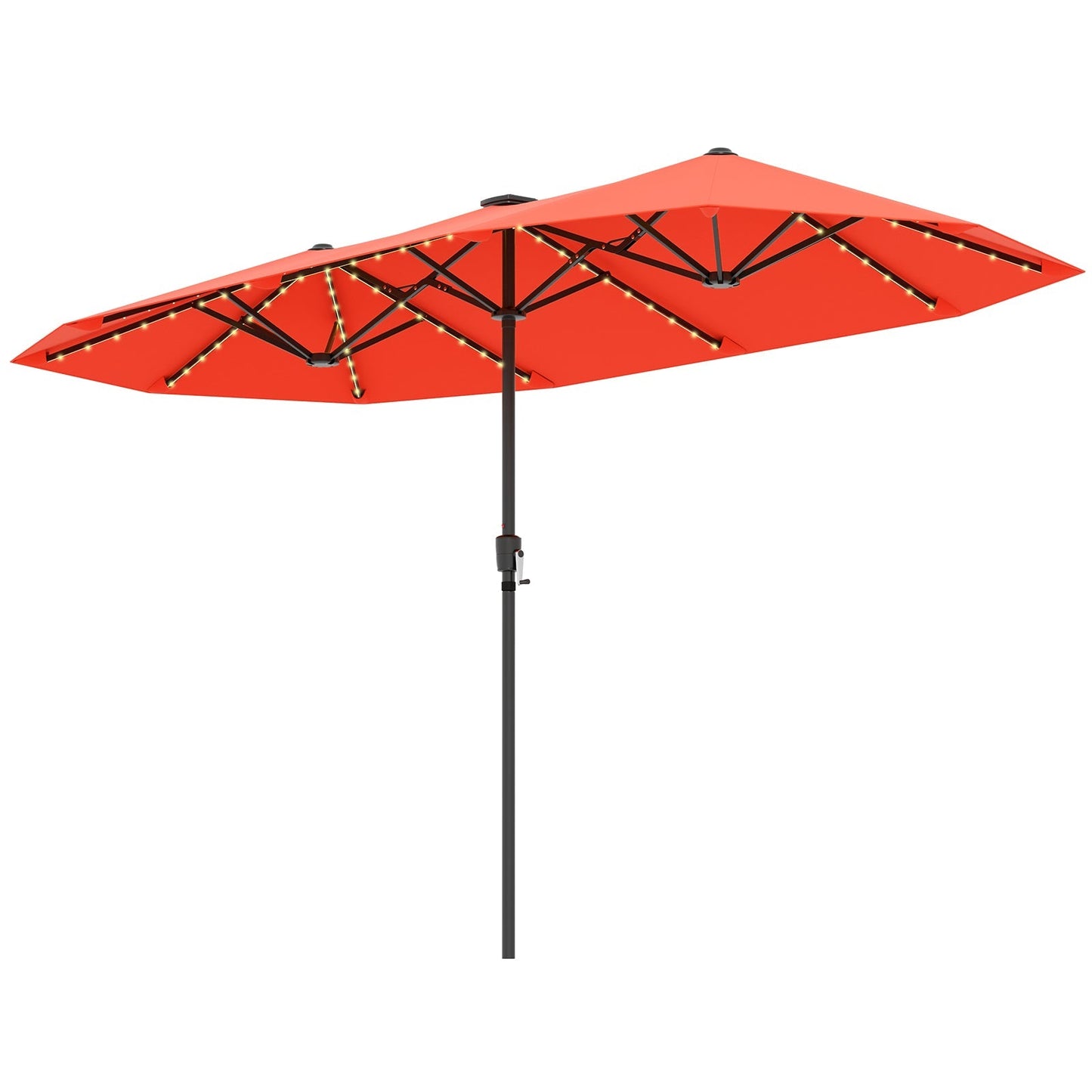 13 FT Double-Sided Patio Umbrella with Solar LED Lights