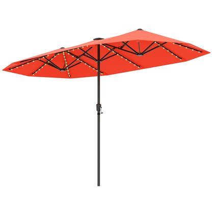 13 FT Double-Sided Patio Umbrella with Solar LED Lights