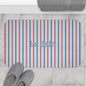 Le Bain Tricolor Striped Bath Mat, BLUE — French-Inspired Red & Blue Bathroom Rug