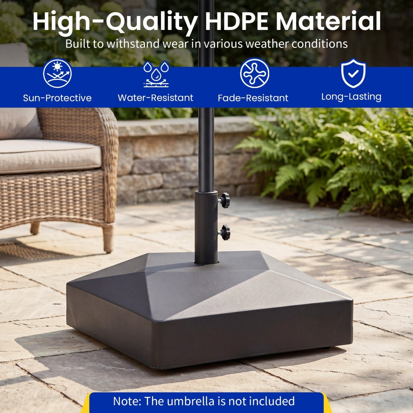 154lbs Mobile Fillable Patio Umbrella Base with 4 Wheels