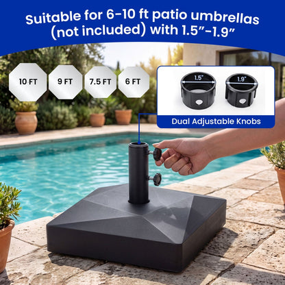 154lbs Mobile Fillable Patio Umbrella Base with 4 Wheels