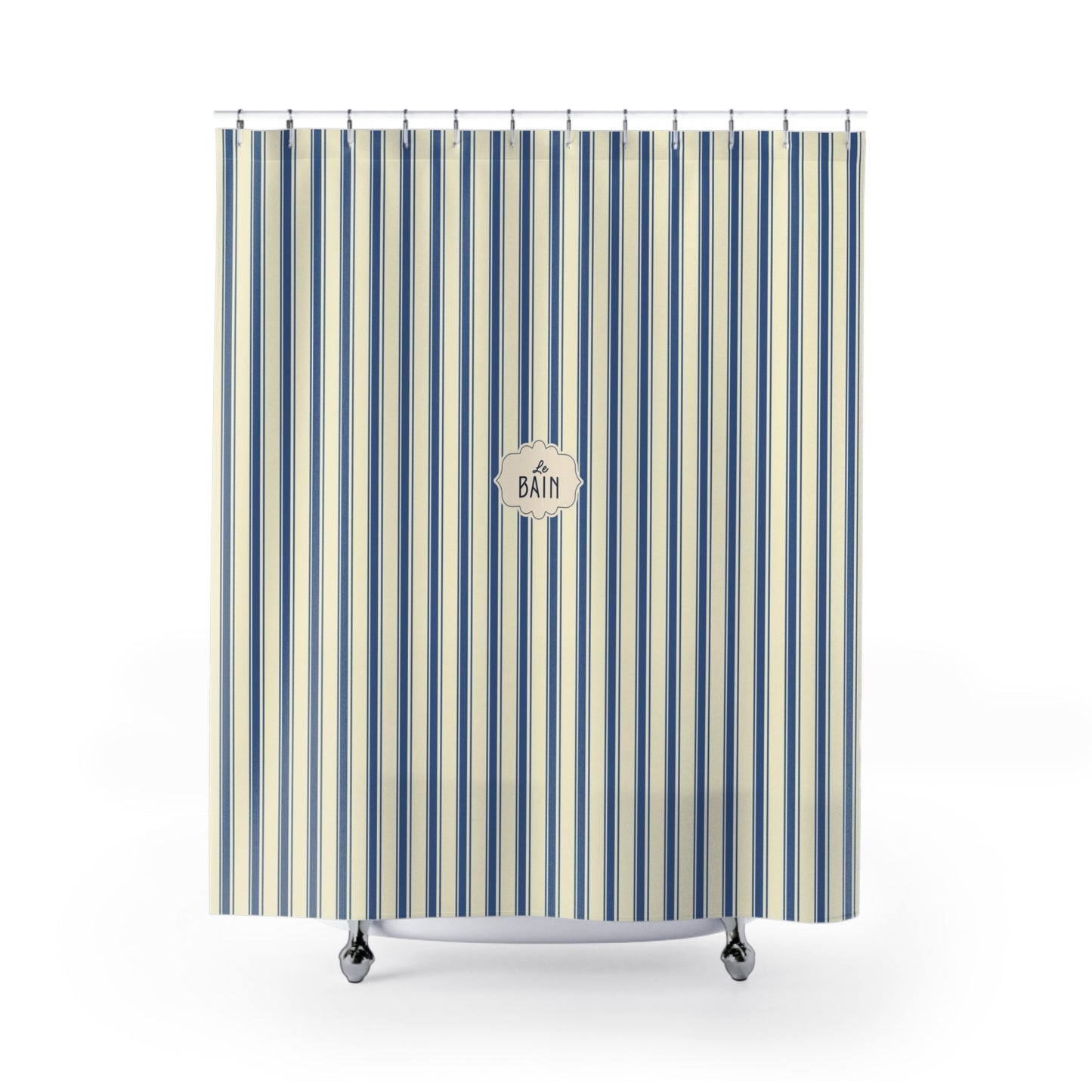Le Bain Striped French Blue Shower Curtain | Nautical French Bathroom