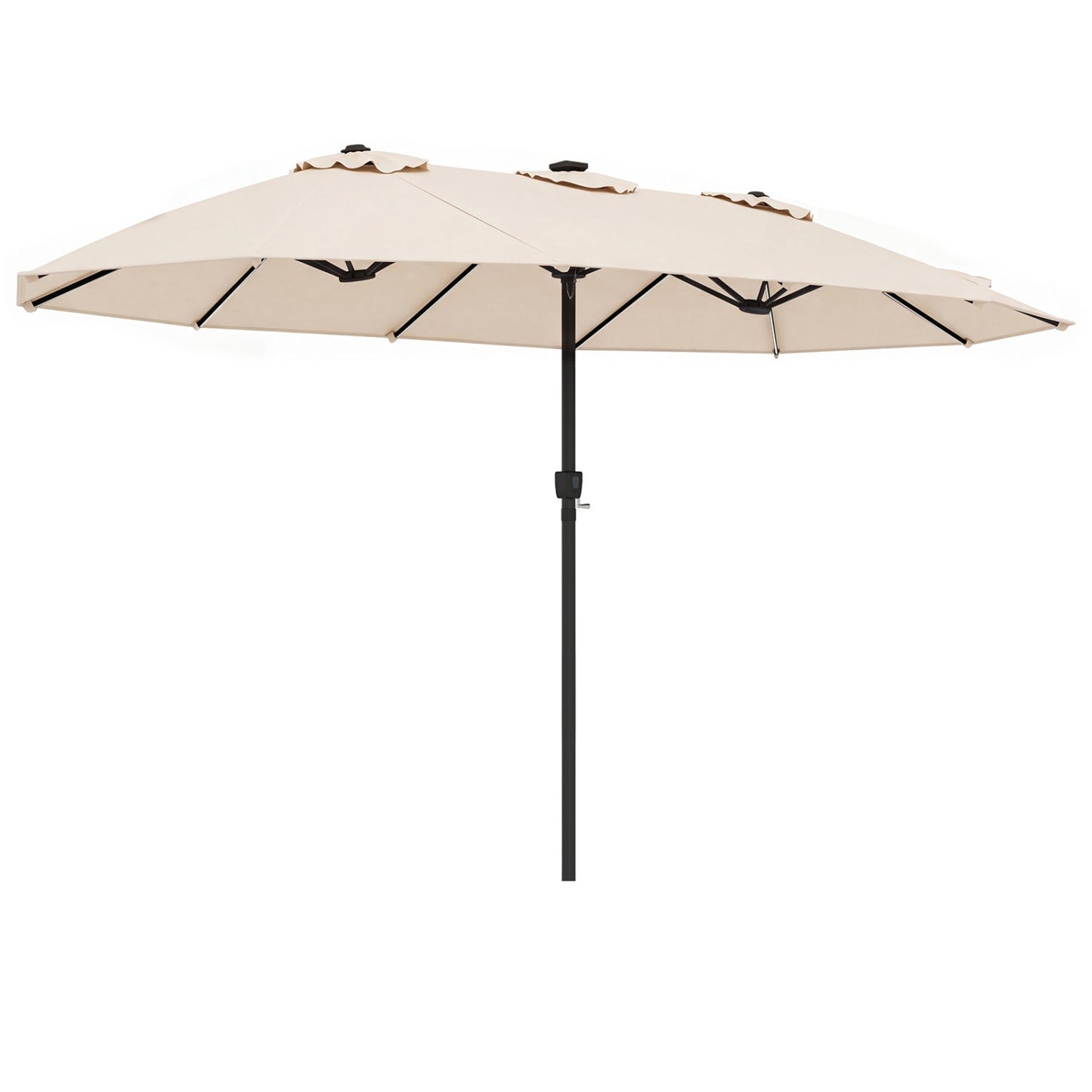 15.5 ft Patio Umbrella with Solar LED Lights & Crank