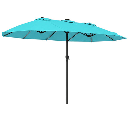15.5 ft Patio Umbrella with Solar LED Lights & Crank