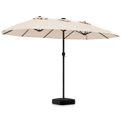 15.5 ft Patio Umbrella with Solar LED Lights and Base