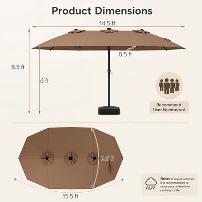 15.5 ft Patio Umbrella with Solar LED Lights and Base