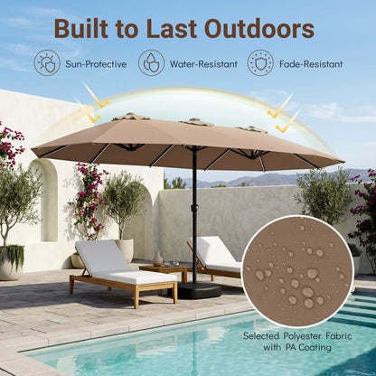 15.5 ft Patio Umbrella with Solar LED Lights and Base