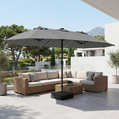 15.5 ft Patio Umbrella with Solar LED Lights and Base