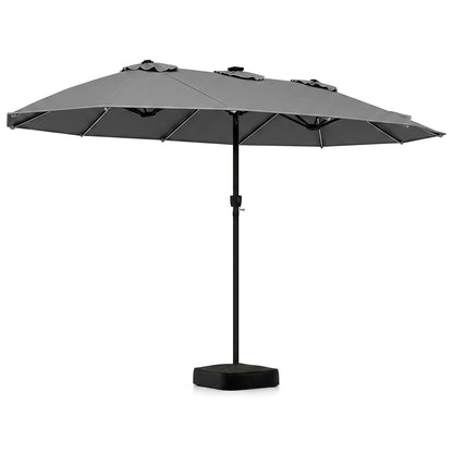 15.5 ft Patio Umbrella with Solar LED Lights and Base