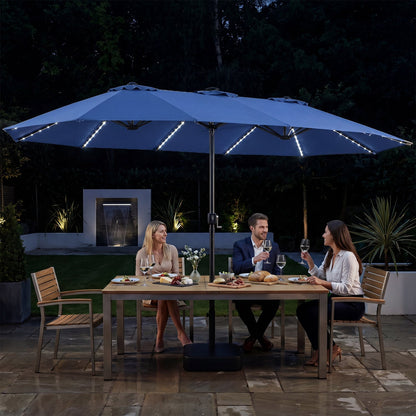 15.5 ft Patio Umbrella with Solar LED Lights and Base