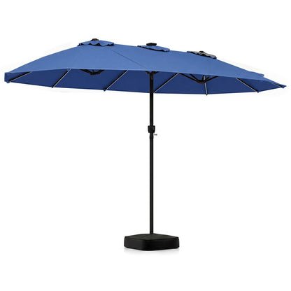 15.5 ft Patio Umbrella with Solar LED Lights and Base