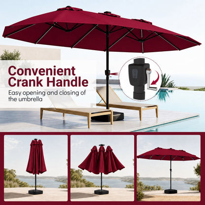 15.5 ft Patio Umbrella with Solar LED Lights and Base