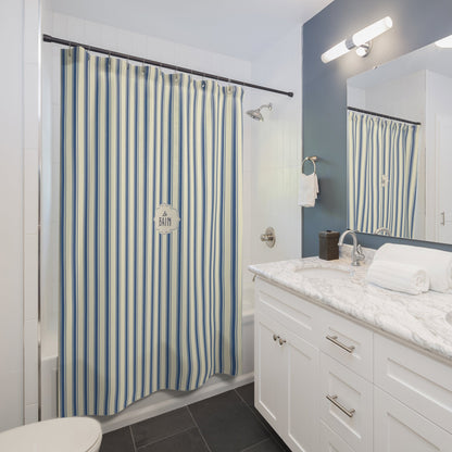 Le Bain Striped French Blue Shower Curtain | Nautical French Bathroom