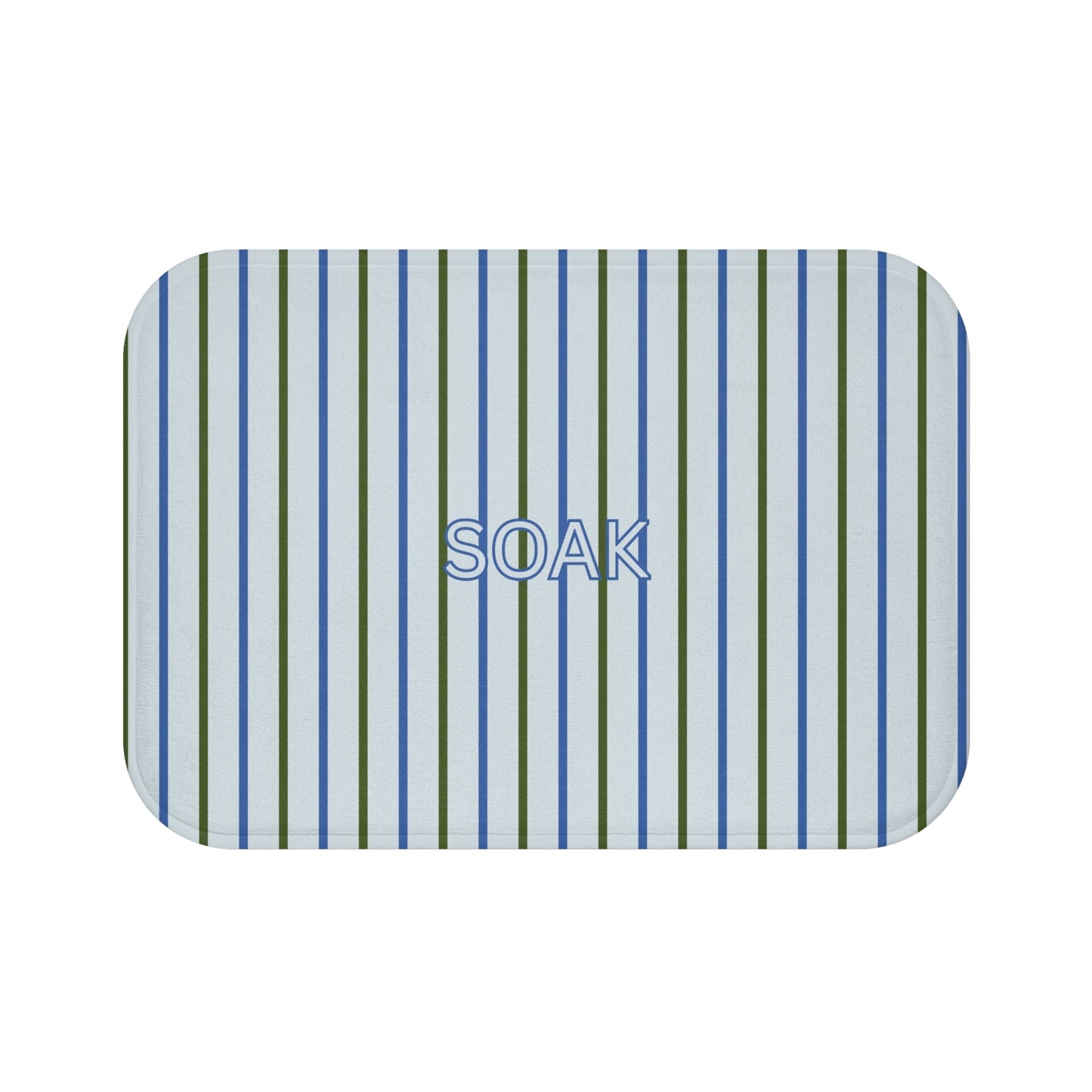 SOAK Striped Bath Mat — Blue & Green Spa Bathroom Rug