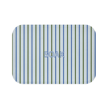 SOAK Striped Bath Mat — Blue & Green Spa Bathroom Rug