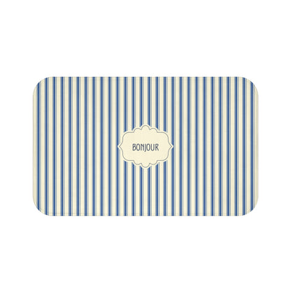 Bonjour FRENCH BLUE Stripe Bath Mat — Vintage French Bathroom Rug
