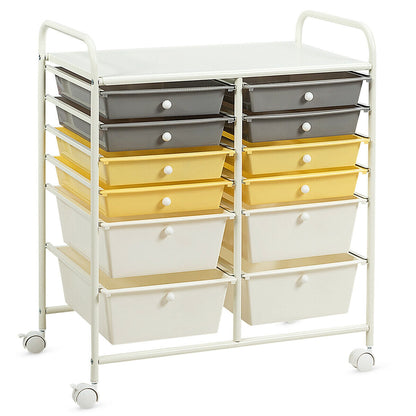 12 Storage Drawer Organizer Bins Rolling Cart