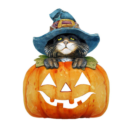 Black Cat pumpkin Halloween Door Decor by G. DeBrekht - Thanksgiving Halloween Decor - 8158416H