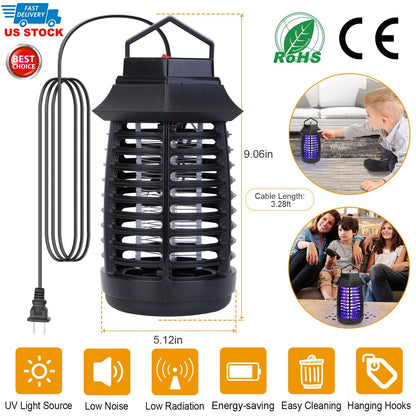Bug Zapper Electric UV Mosquito Killer Lamp Insect Killer Light Pest Fly Trap Catcher Harmless Odorless Noiseless Narrow Safe Gap For Home Restaurant