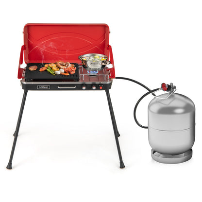 2-in-1 Gas Camping Grill and Stove with