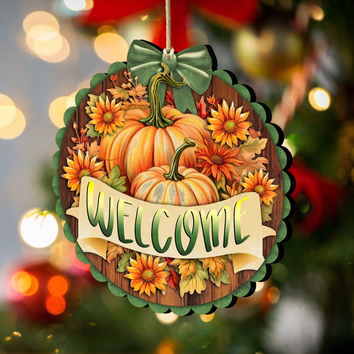 Welcome Wooden Ornaments by G. Debrekht Thanksgiving Halloween Decor - 933123