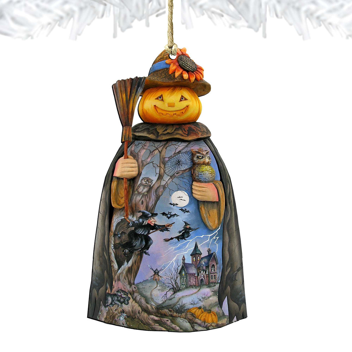 Scarecrow Pumpkin Head Wooden Ornaments by G. DeBrekht - Thanksgiving Halloween Decor - 8114180