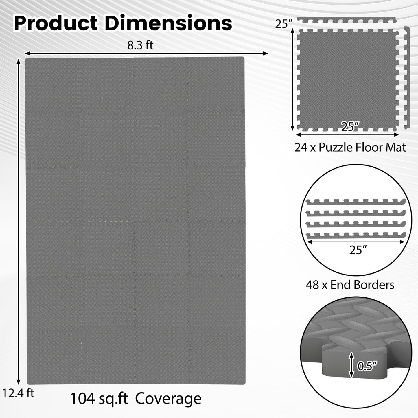 24Tiles 1/2" Puzzle Exercise Floor Mats