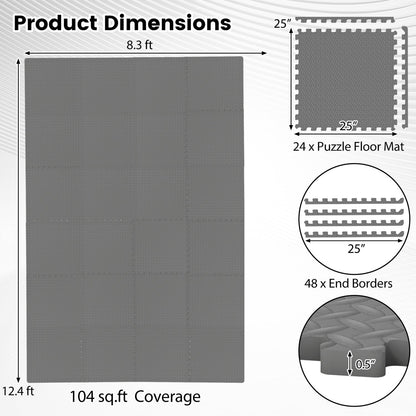 24Tiles 1/2" Puzzle Exercise Floor Mats