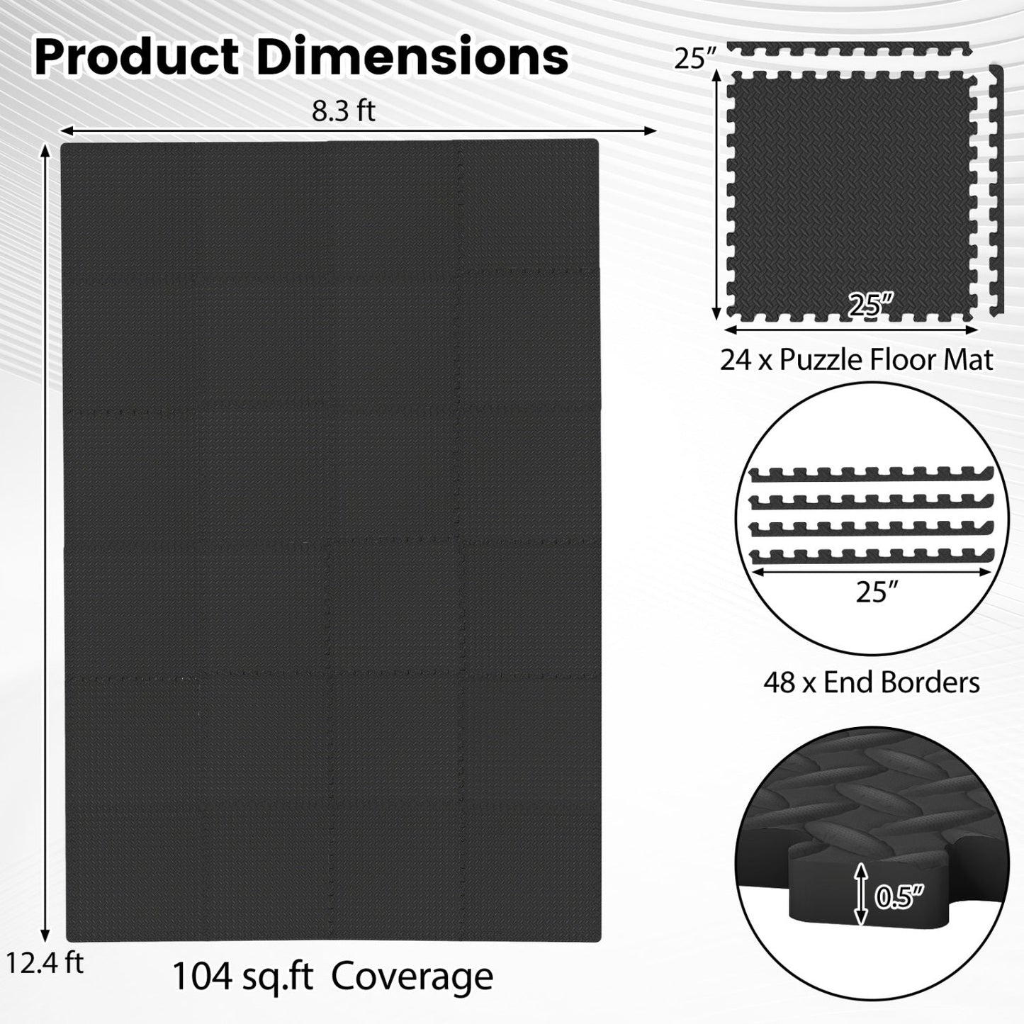 24Tiles 1/2" Puzzle Exercise Floor Mats