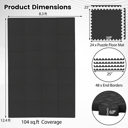 24Tiles 1/2" Puzzle Exercise Floor Mats
