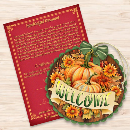 Welcome Wooden Ornaments by G. Debrekht Thanksgiving Halloween Decor - 933123