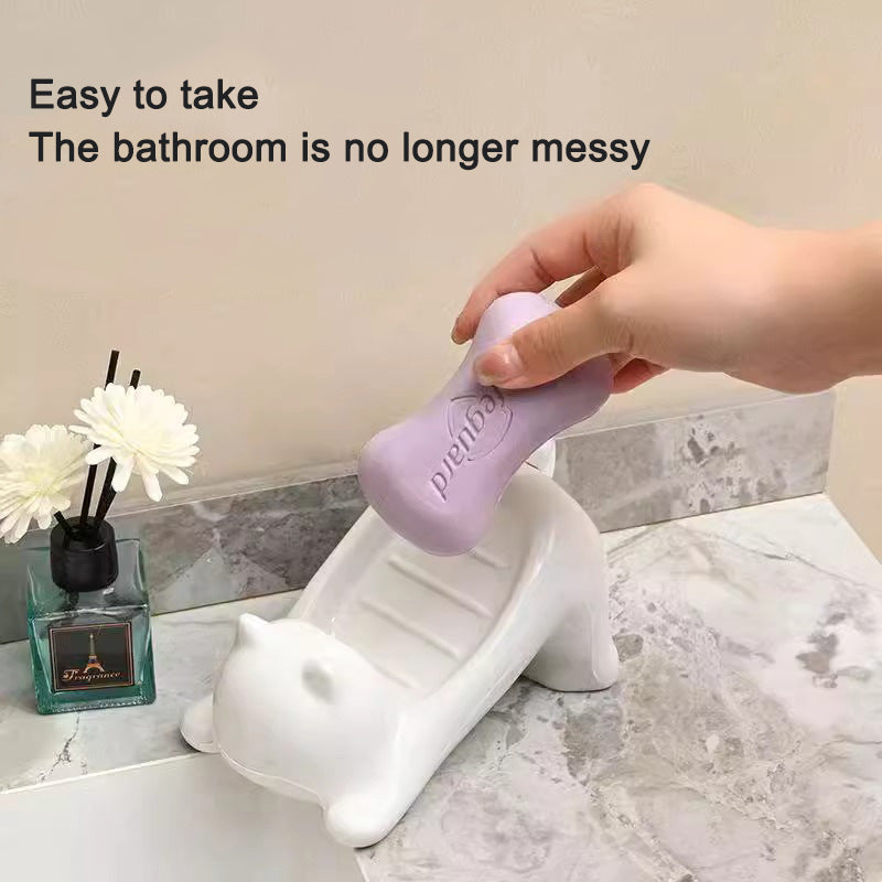 Pet Cat Drainage Bathroom Accessories Soap Anti Slip Dish